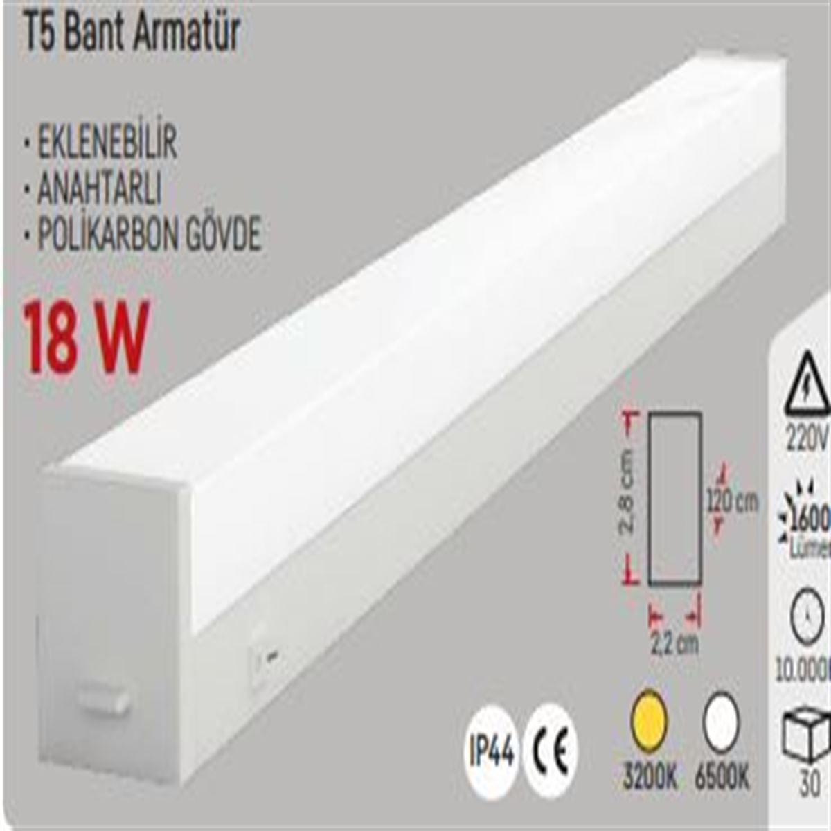 18W.LED BANT ARMATÜR (120cm) BEYAZ 1